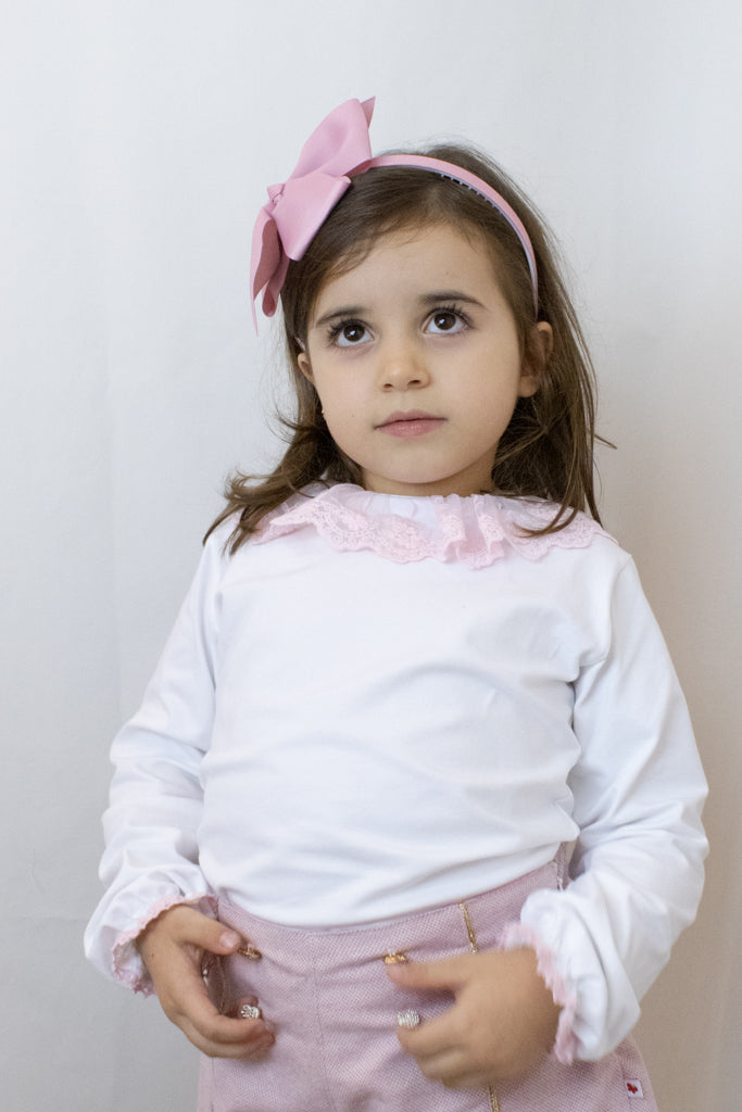 Camisola com renda baby vitoriana - Rosa-bebé – Bogoleta Couture