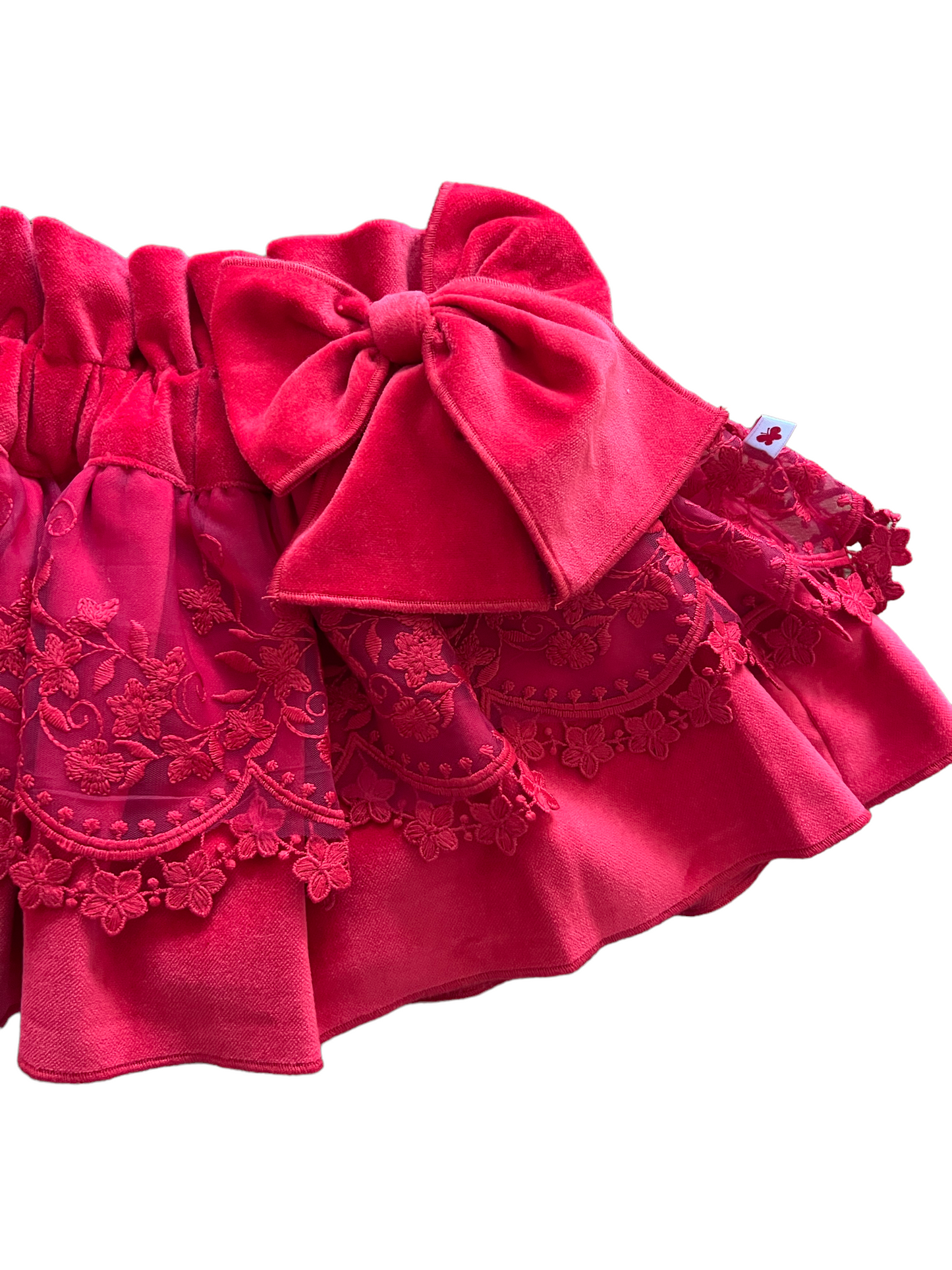 Jupe de sous-vêtement en velours avec dentelle victorienne rouge